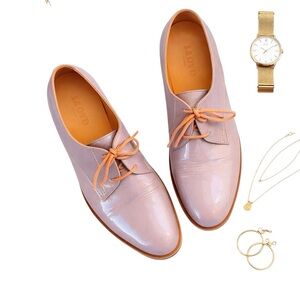 LLOYD Germany Iridescent Lavender Leather Oxford Lace Up Shoes Womens 5.5 EU 36